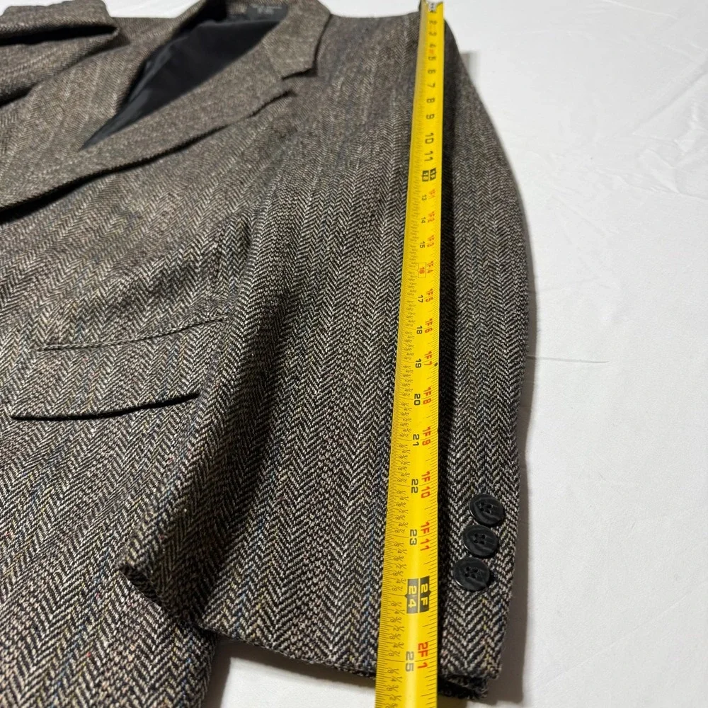 Petrocelli Sport Coat Men's‎ Size 44R Brown Herringbone Wool Silk Blazer